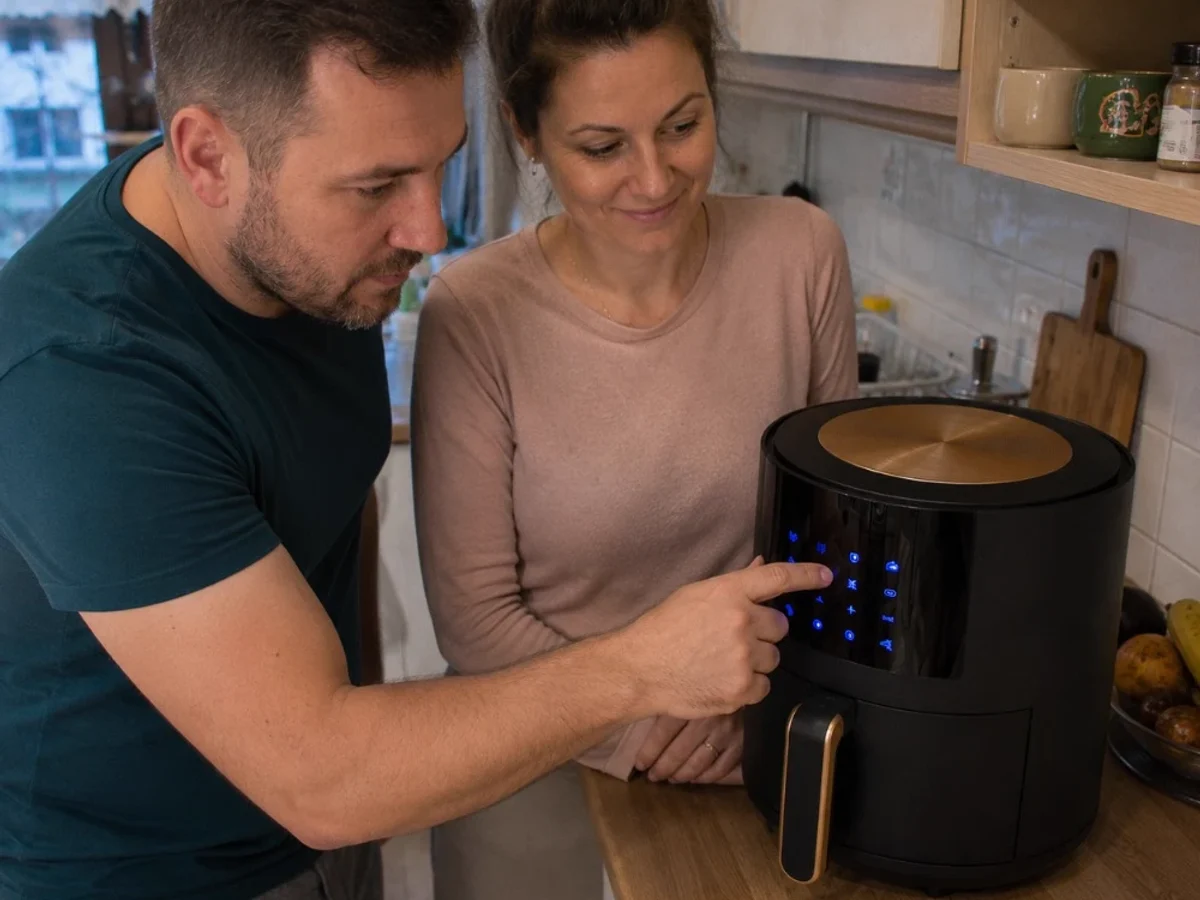 Crispora XXL siedzi na ciemnozielonym blacie kuchennym