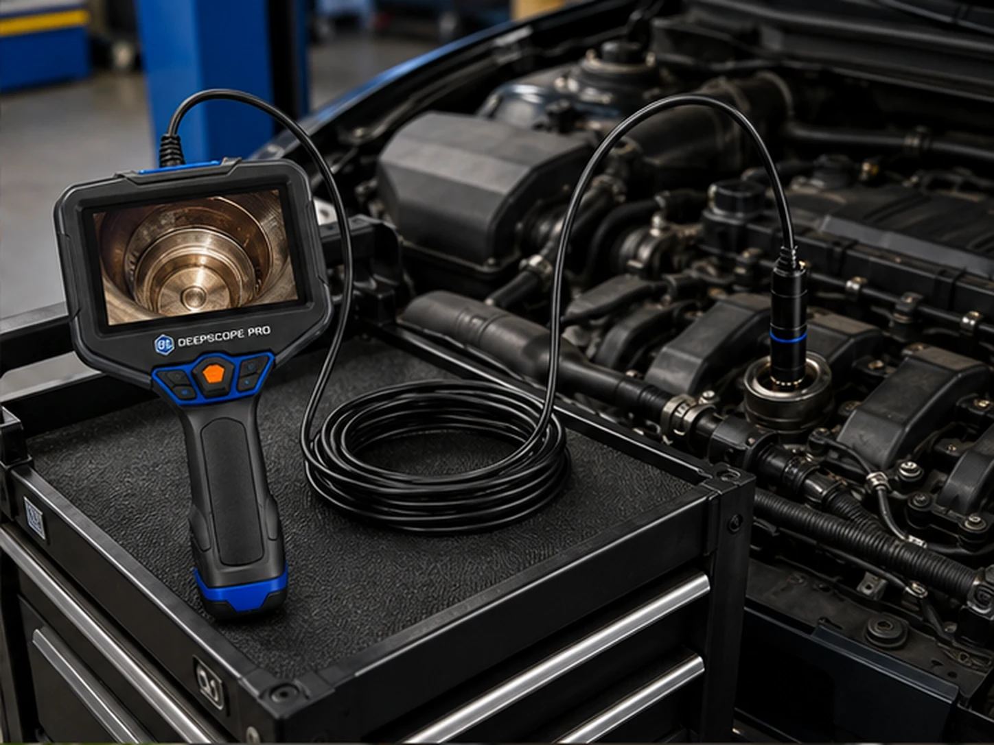 Sonda DeepScope Pro vložená do motora