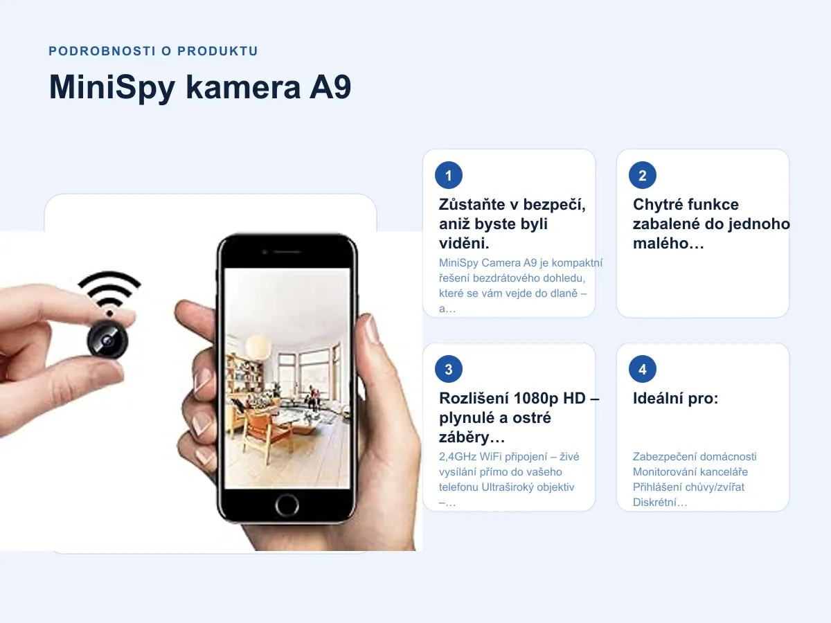 Podrobnosti o produktu: MiniSpy kamera A9