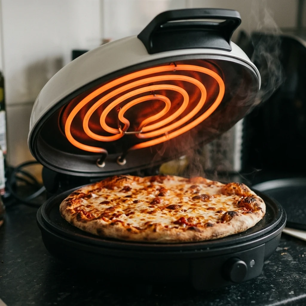 Elektrická pec na pizzu: rozpuštěný sýr a opečený vršek