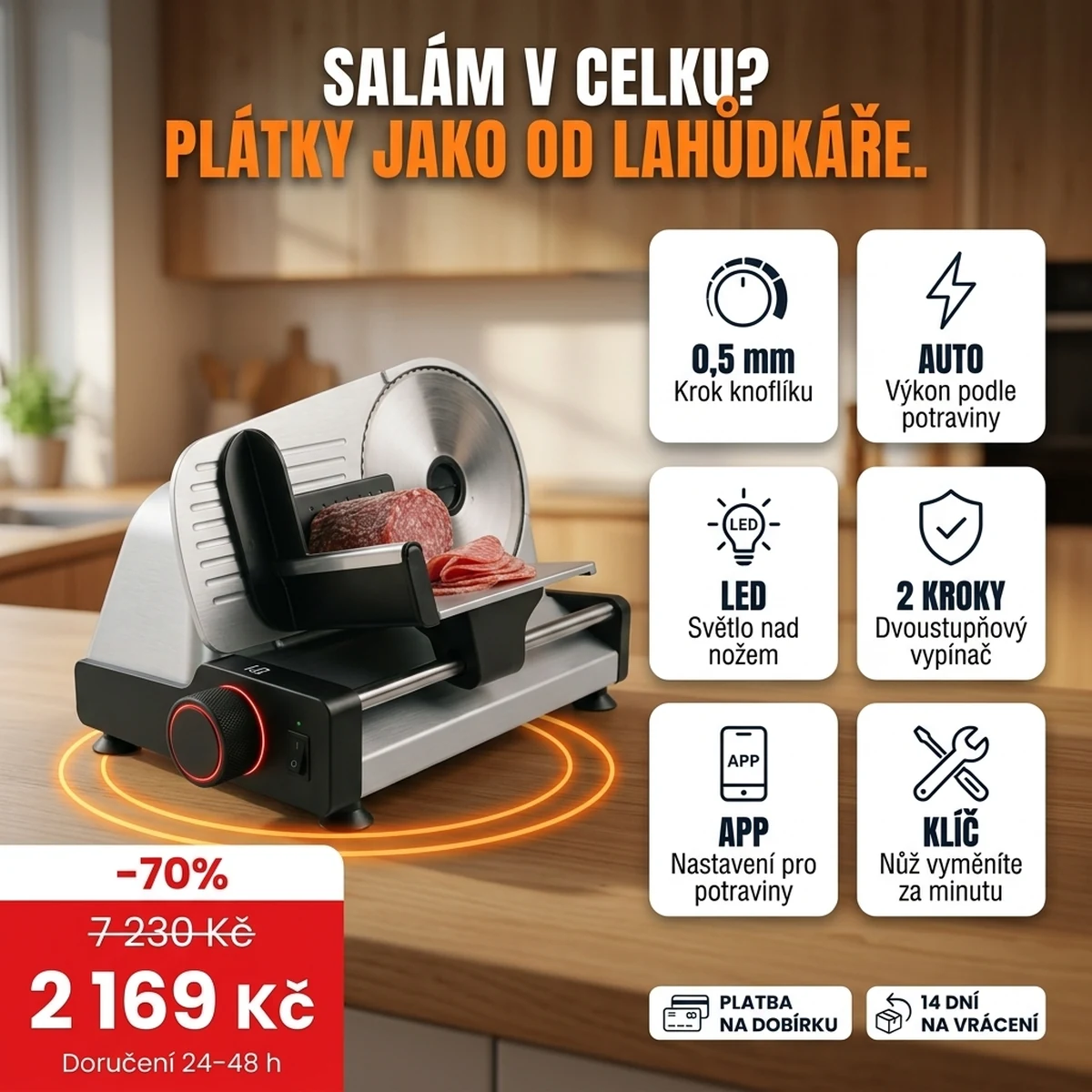 Elektrický kráječ PRO: hlavní vlastnosti na kartách a akční cena
