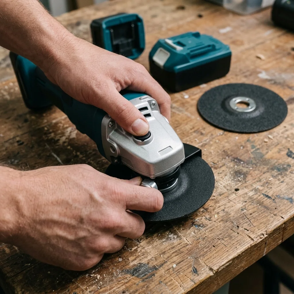 Akkus sarokcsiszoló PRO: rögzítés kulcs nélkül