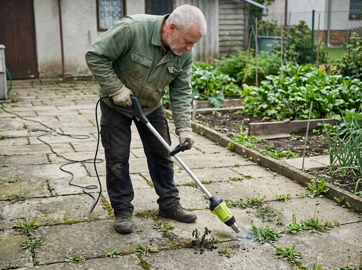 Térkő a veteményes mellett