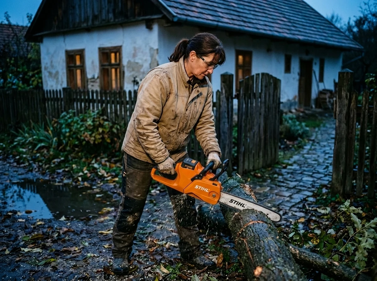 Vihar után ág a kapu előtt