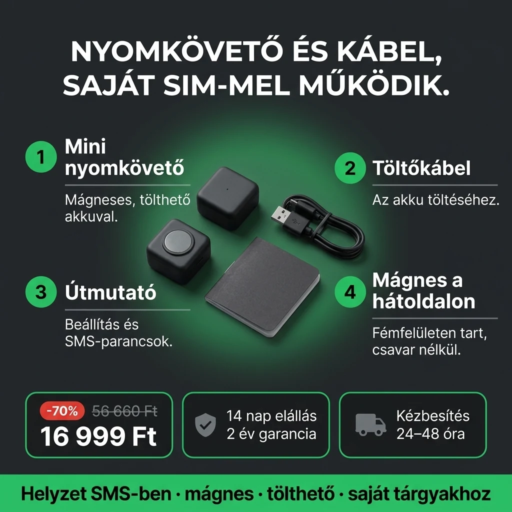 Mini mágneses nyomkövető – ajánlat: mini mágneses nyomkövető töltőkábellel, 56 660 Ft helyett 16 999 Ft, fizetés átvételkor