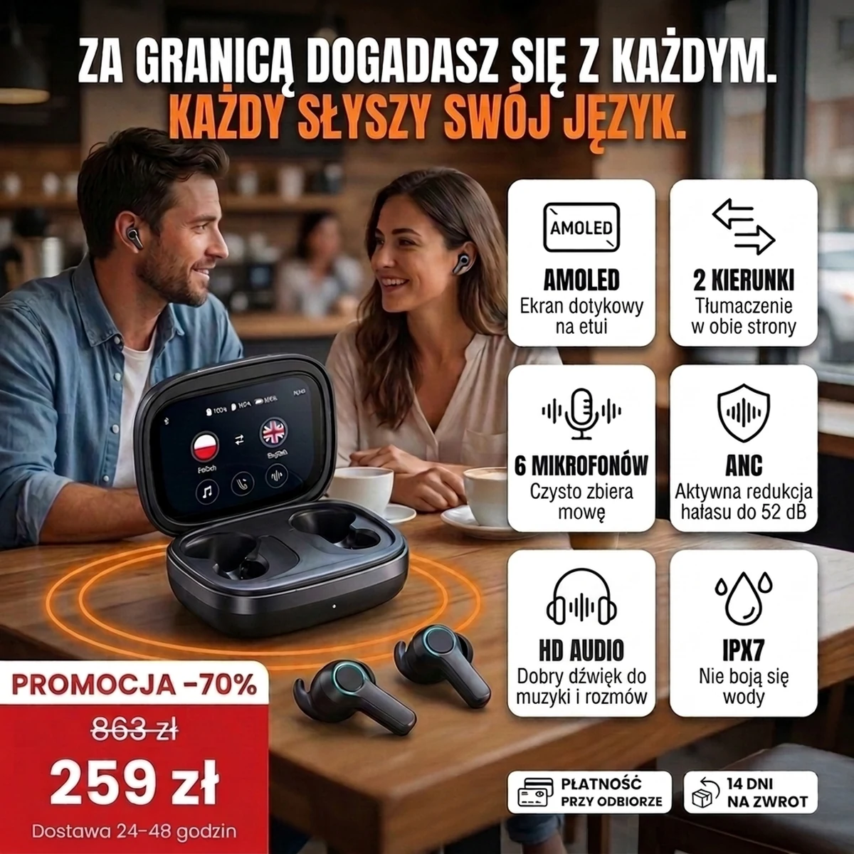 Słuchawki z tłumaczem PRO: najważniejsze cechy na kartach i cena promocyjna