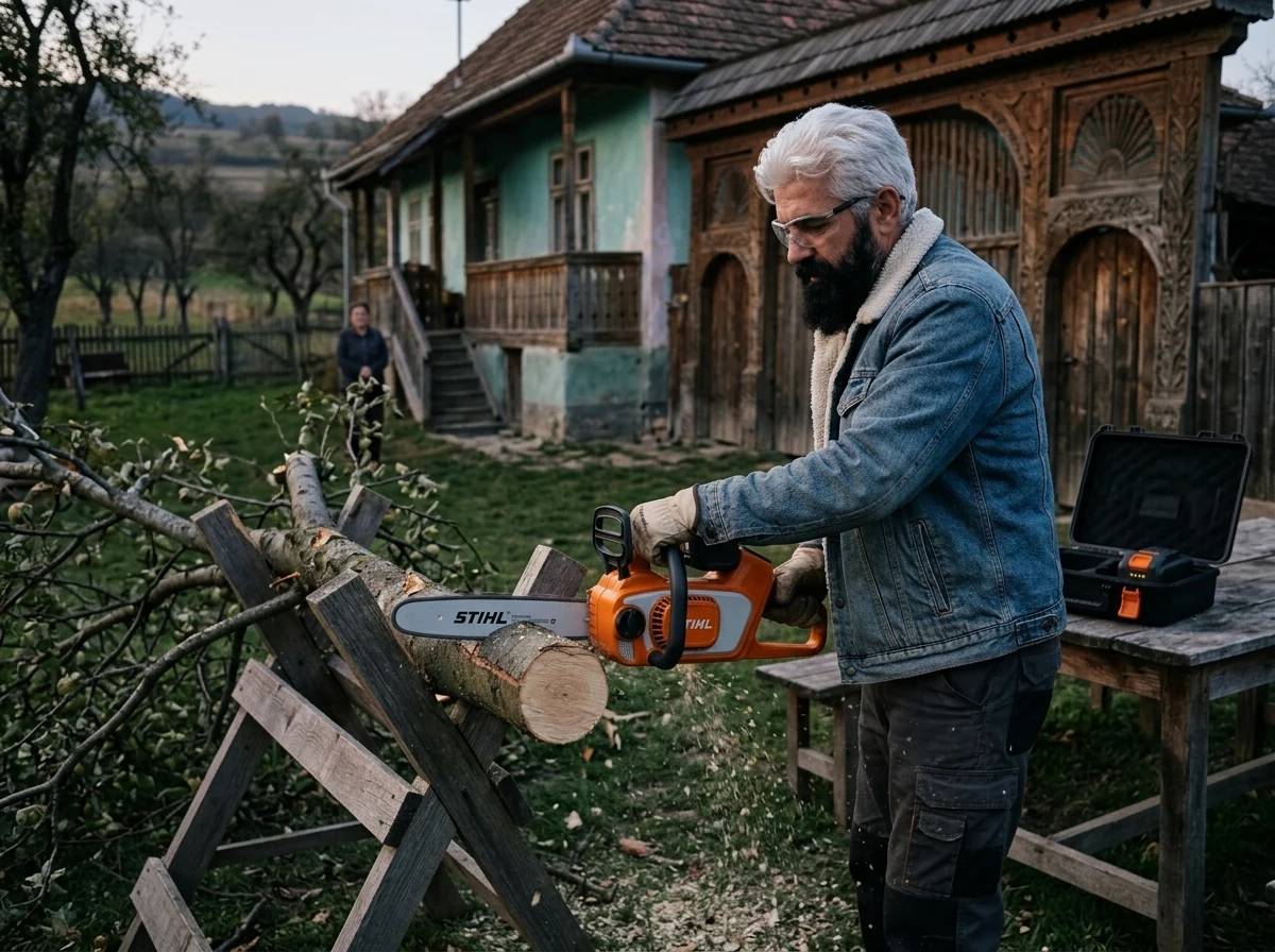 Drujbă cu acumulator PRO: Tăieri și crengi rupte